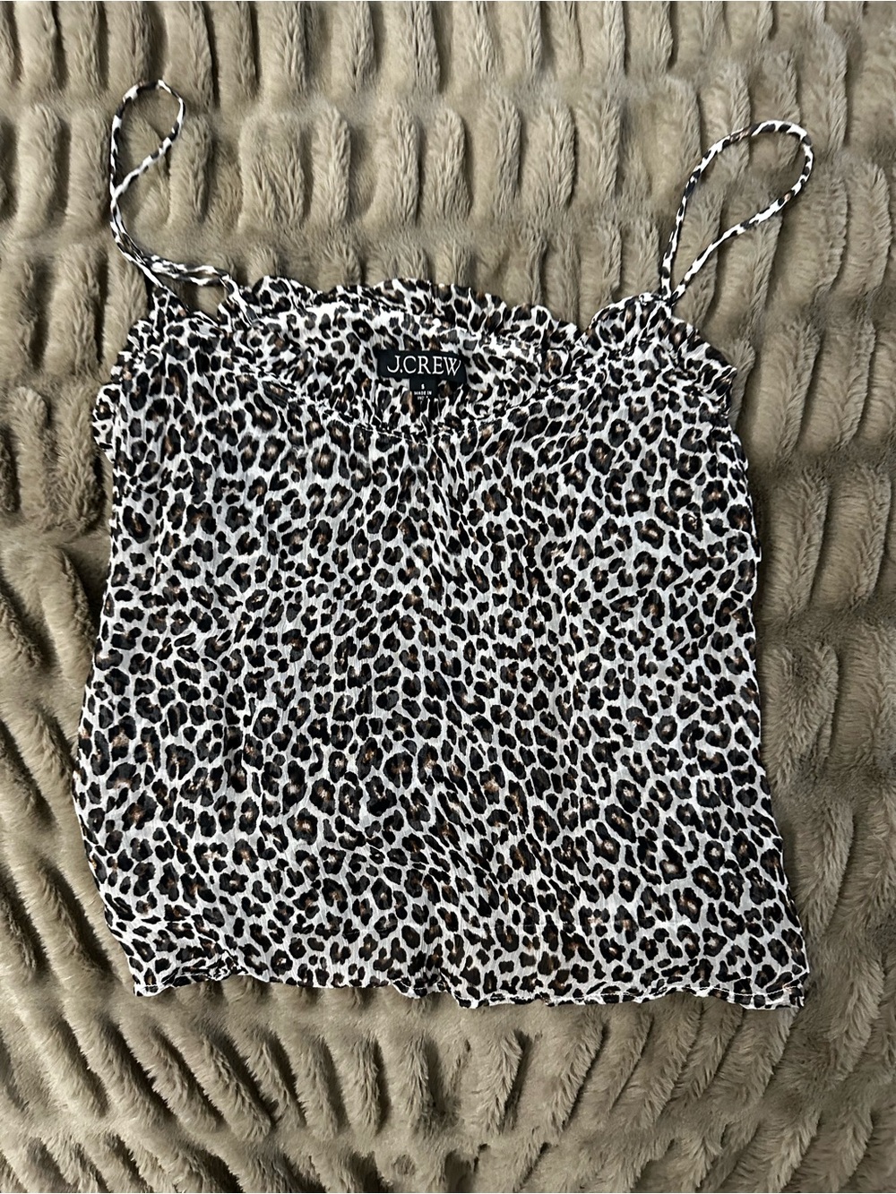J. Crew Leopard Print Spaghetti Strap Cami - Black, White & Brown